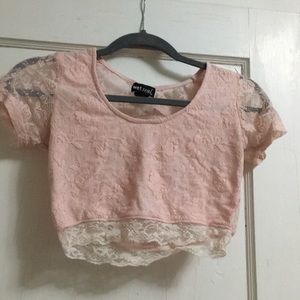 Pink vintage laced crop top